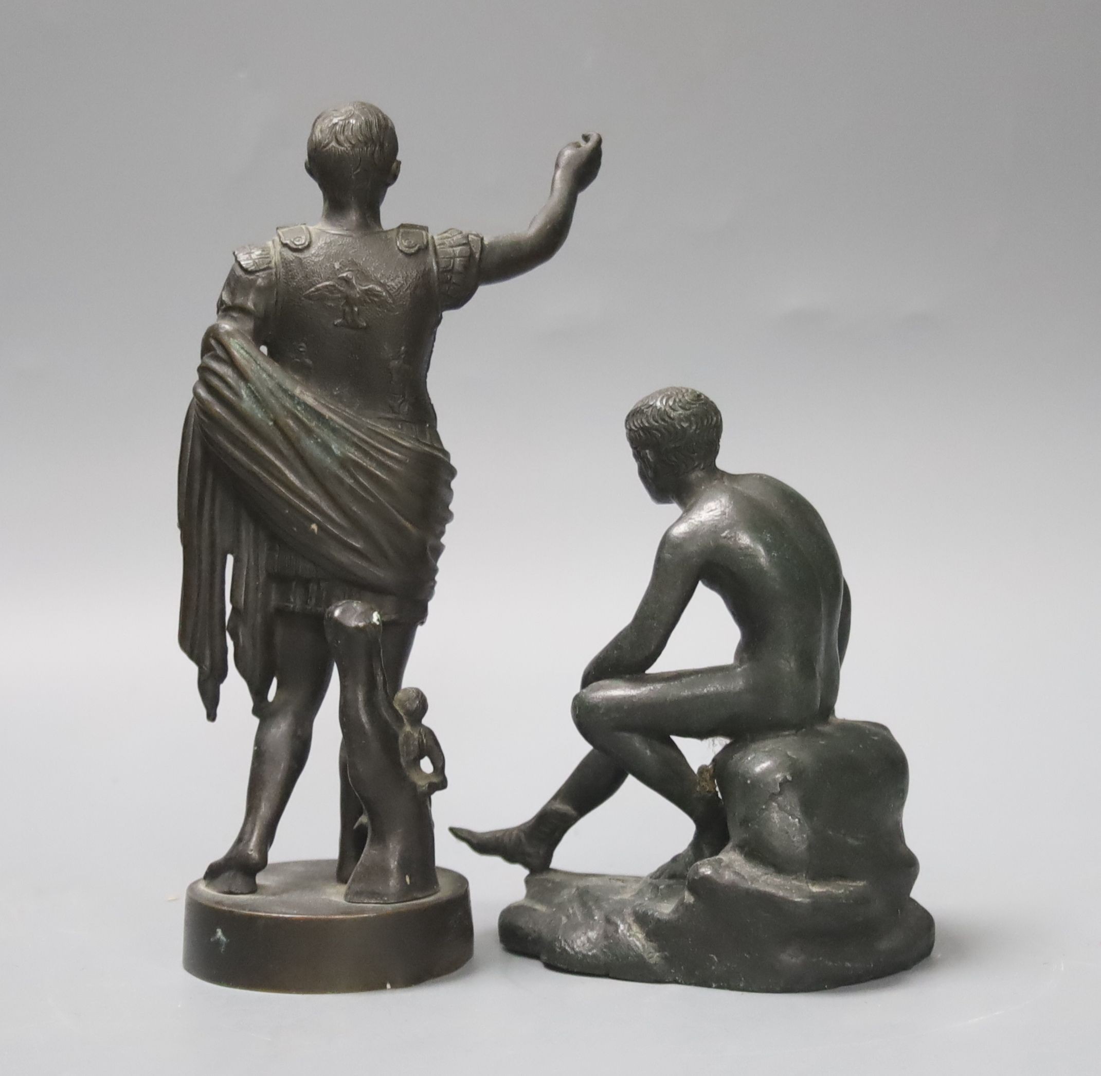 After the Antique, Two small Grand Tour bronze figures, 16cm